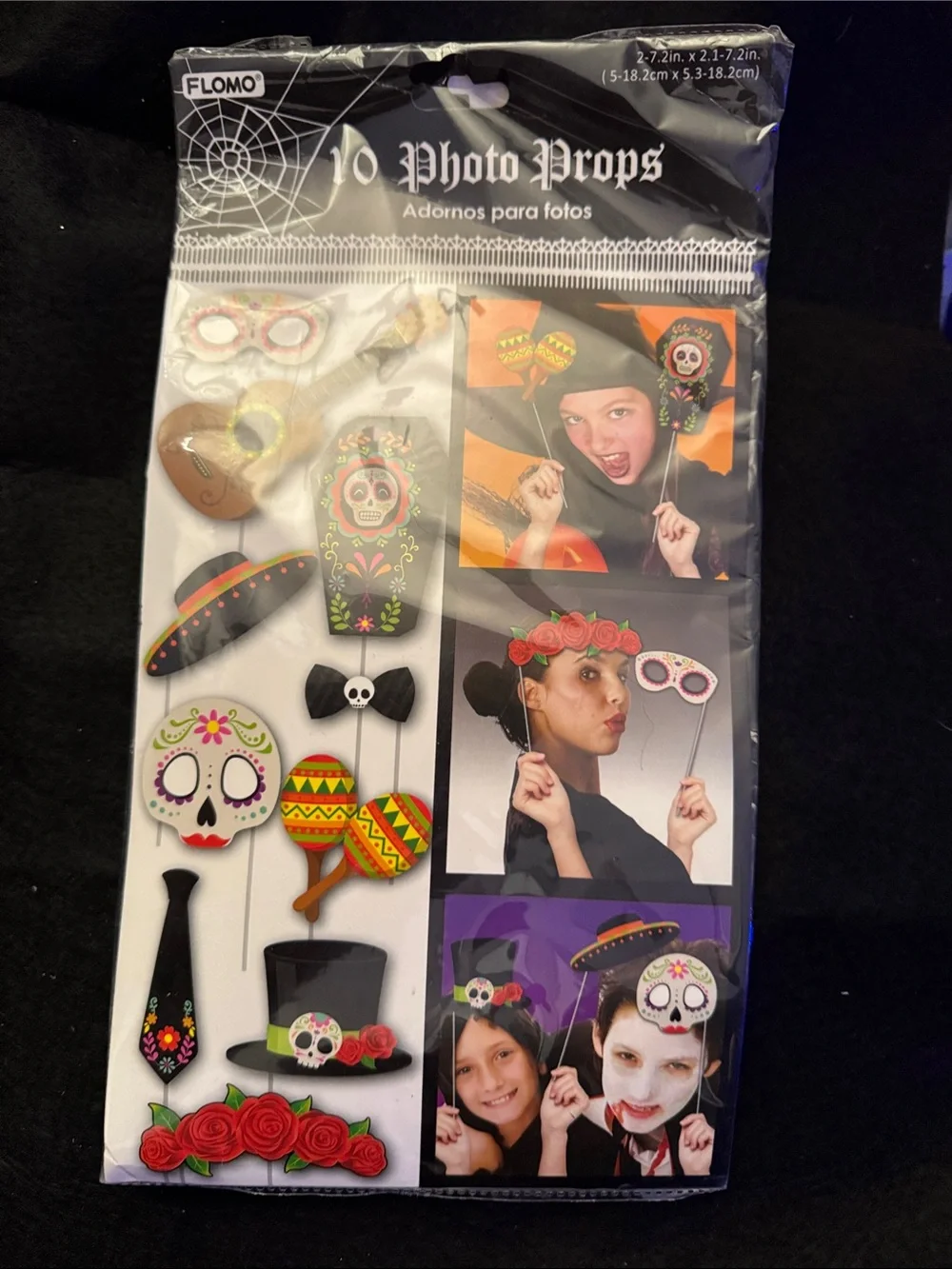 Purple & Black Day of the Dead Photo Props - Home Party Supplies